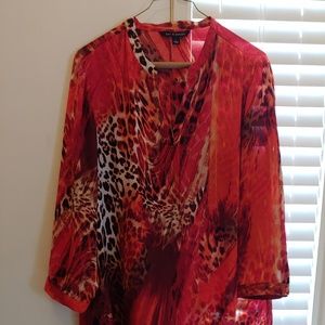 Womens Vibrant Orange/Animal Print Size L